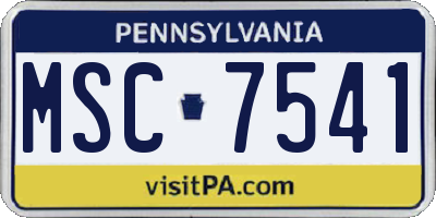 PA license plate MSC7541