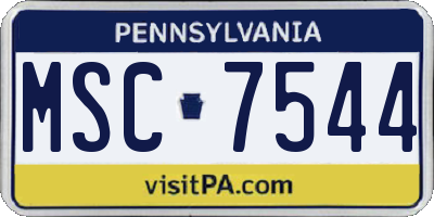 PA license plate MSC7544