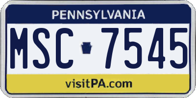PA license plate MSC7545