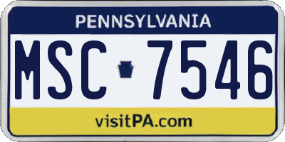 PA license plate MSC7546