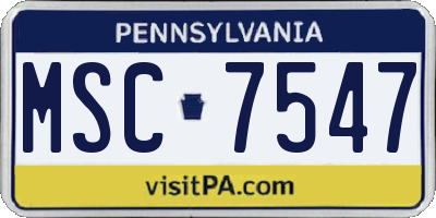PA license plate MSC7547