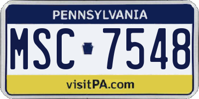 PA license plate MSC7548