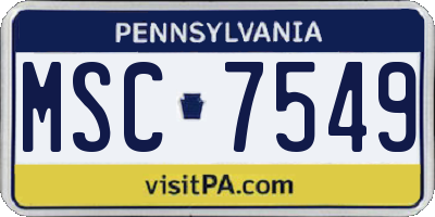 PA license plate MSC7549