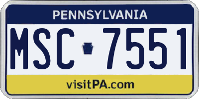PA license plate MSC7551