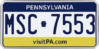 PA license plate MSC7553