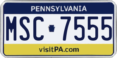 PA license plate MSC7555