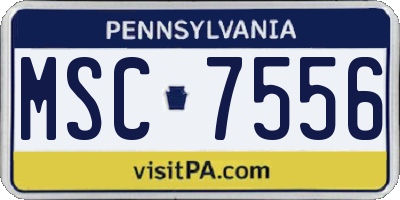PA license plate MSC7556