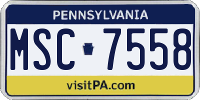 PA license plate MSC7558