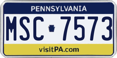 PA license plate MSC7573