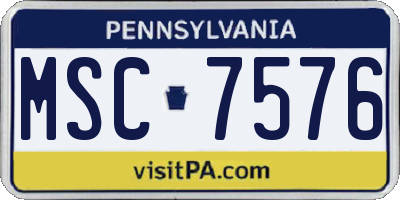 PA license plate MSC7576
