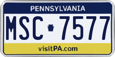 PA license plate MSC7577