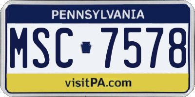 PA license plate MSC7578