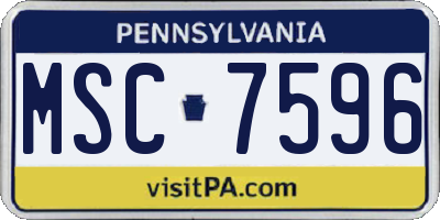 PA license plate MSC7596