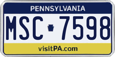 PA license plate MSC7598