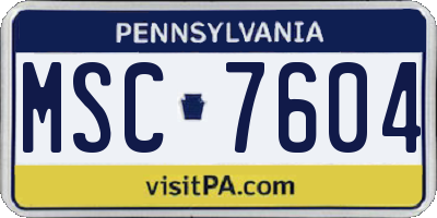 PA license plate MSC7604