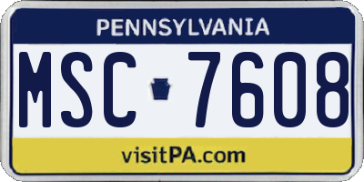 PA license plate MSC7608