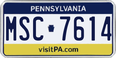 PA license plate MSC7614