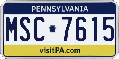 PA license plate MSC7615