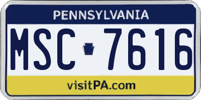 PA license plate MSC7616