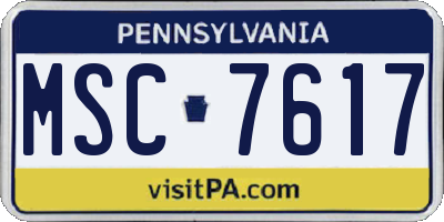 PA license plate MSC7617