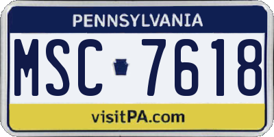 PA license plate MSC7618