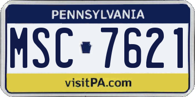PA license plate MSC7621