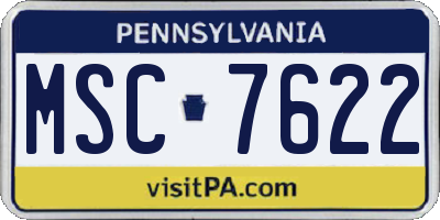 PA license plate MSC7622