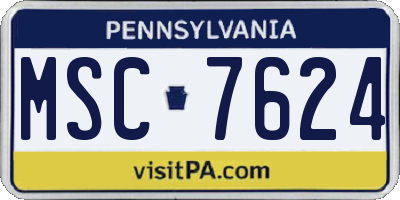 PA license plate MSC7624