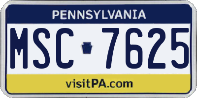 PA license plate MSC7625