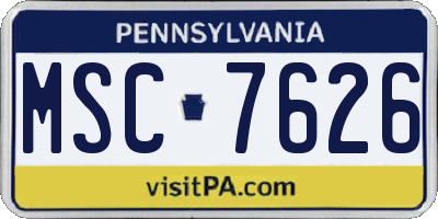 PA license plate MSC7626