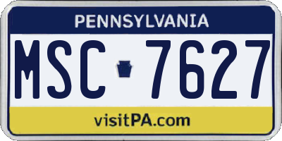PA license plate MSC7627