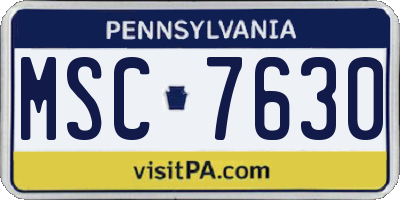 PA license plate MSC7630