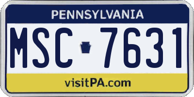 PA license plate MSC7631