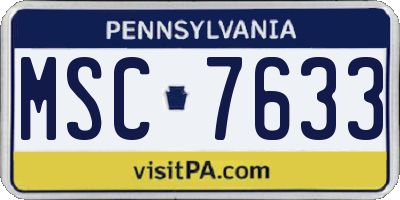 PA license plate MSC7633