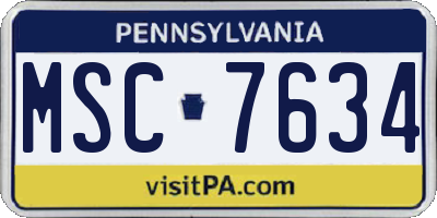 PA license plate MSC7634