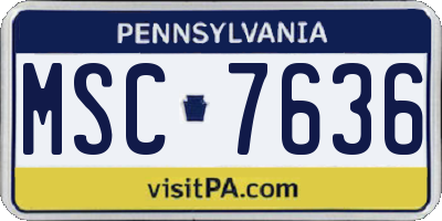 PA license plate MSC7636