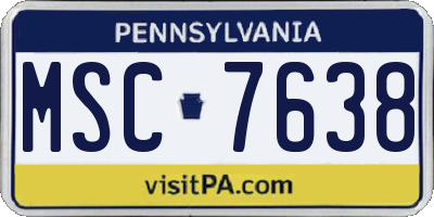PA license plate MSC7638