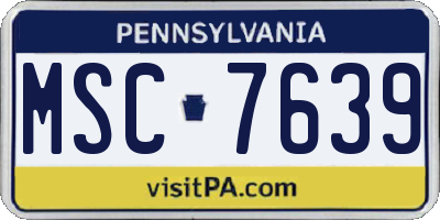 PA license plate MSC7639