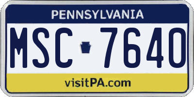 PA license plate MSC7640