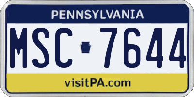 PA license plate MSC7644