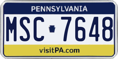 PA license plate MSC7648