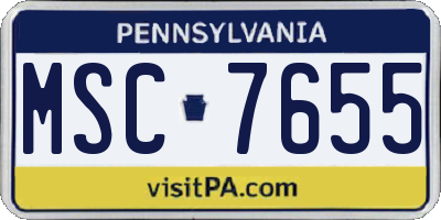 PA license plate MSC7655