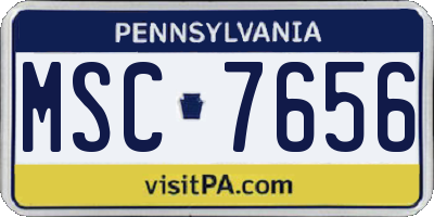 PA license plate MSC7656