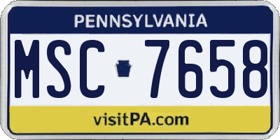 PA license plate MSC7658