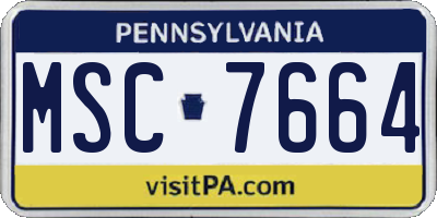 PA license plate MSC7664