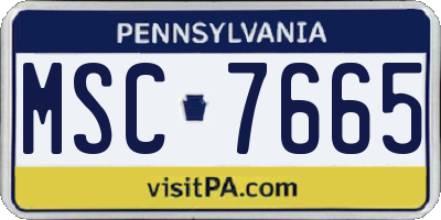 PA license plate MSC7665