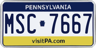 PA license plate MSC7667