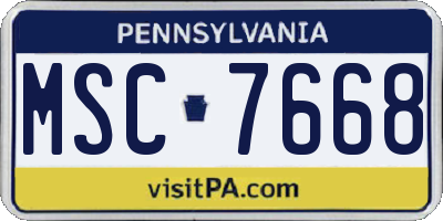 PA license plate MSC7668