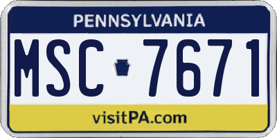 PA license plate MSC7671