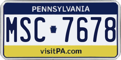 PA license plate MSC7678
